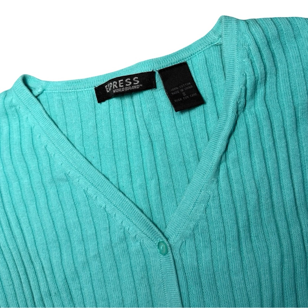 Express Turquoise Ribbed Cardigan - Picture 4 of 4